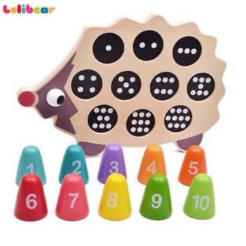 

Wooden Math Learning Toys Lovely Cartoon Hedgehog Educational Learning Digital Tool Matching Game Toys for Early Baby Children