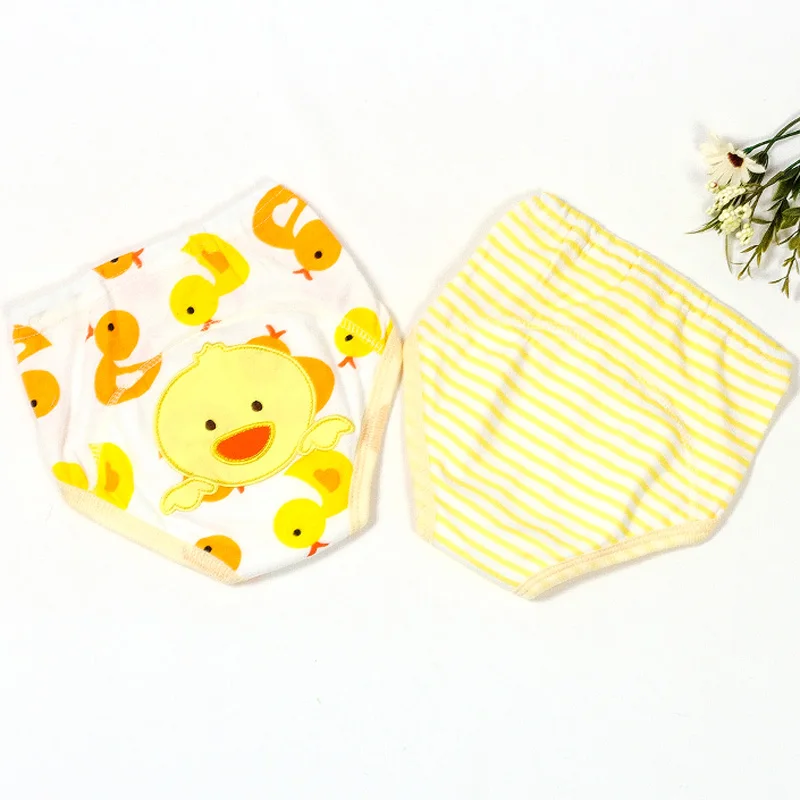 Duck 2 шт./партия, Детские тренировочные штаны, нижнее белье, подгузники для маленьких мальчиков и девочек, хлопковые подгузники, Моющиеся Многоразовые трусики - Цвет: Duck