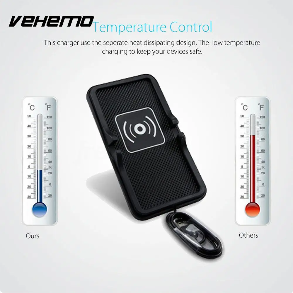 

Vehemo DC5V 1A Wireless Charger Automobile Phone Charging Mount Dashboard Holder for Charger Non-Slip Phone for Phone Holder