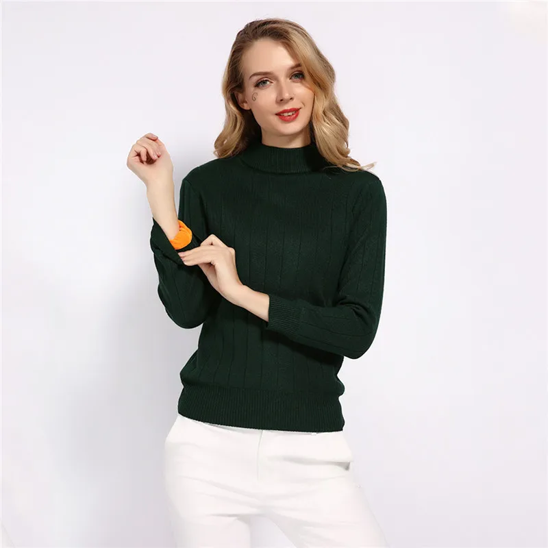 Женский свитер на флисе GCAROL, теплый эластичный вязаный пуловер с воротником-стойкой в офисном стиле, размеры S-XL на осень и зиму