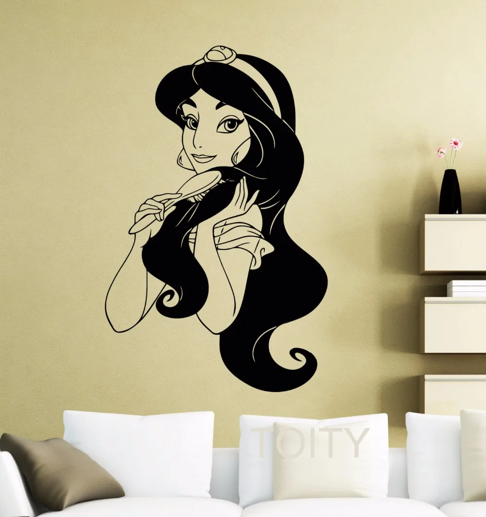 Princess Jasmine Wall Sticker Nursery Decor Cartoon Vinyl Decal Home