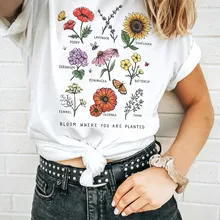 Блум, где ты посажен, женская футболка, летняя, Подсолнух, цветок, футболка, графическая футболка, спасает пчелы, хипстеры, гранж, Топ
