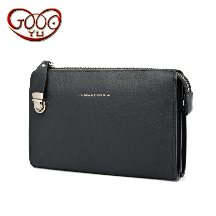 

Vintage first layer leather clutch soft leather men's large capacity handbag New zipper multi-card position clutch bags