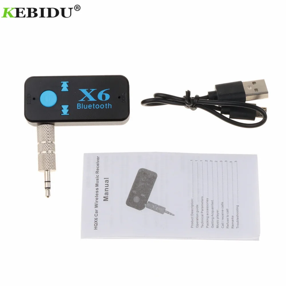 Bluetooth адаптер Kebidu X6 автомобильный ресивер Aux с поддержкой tf карты A2DP аудио стерео
