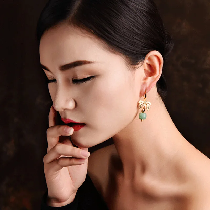 Женские винтажные серьги Yanting этнические золотого цвета в форме листа Ювелирное