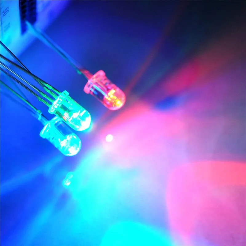 5mm RGB (red green yellow) multicolor led common cathode round with domed top transparent lens 4pins high brightness