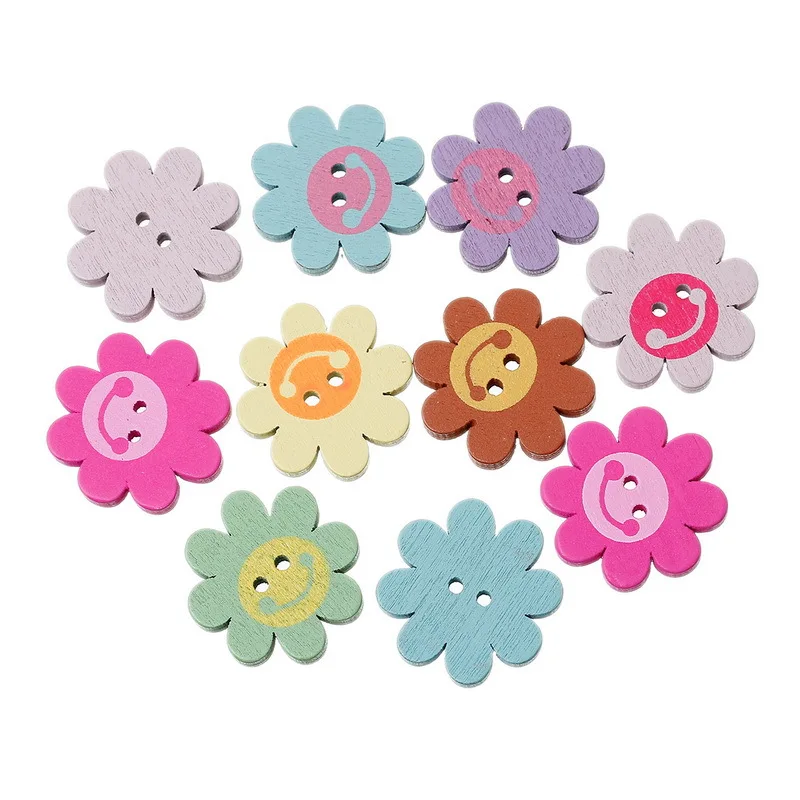 XINAHER-50Pcs-Smiling-face-pattern-flower-shape-2-Holes-Wooden-Buttons-Sewing-Buttons-Craft-Scrapbooking-Clothing (1)