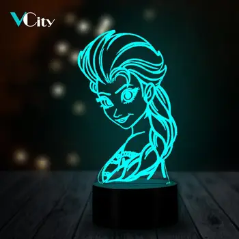

VCity 3D Night Light Led Table Lamp Bulb Party Decor USB RGB Multicolor Princess Beautiful Girl Birthday Gifts for Kids Portable