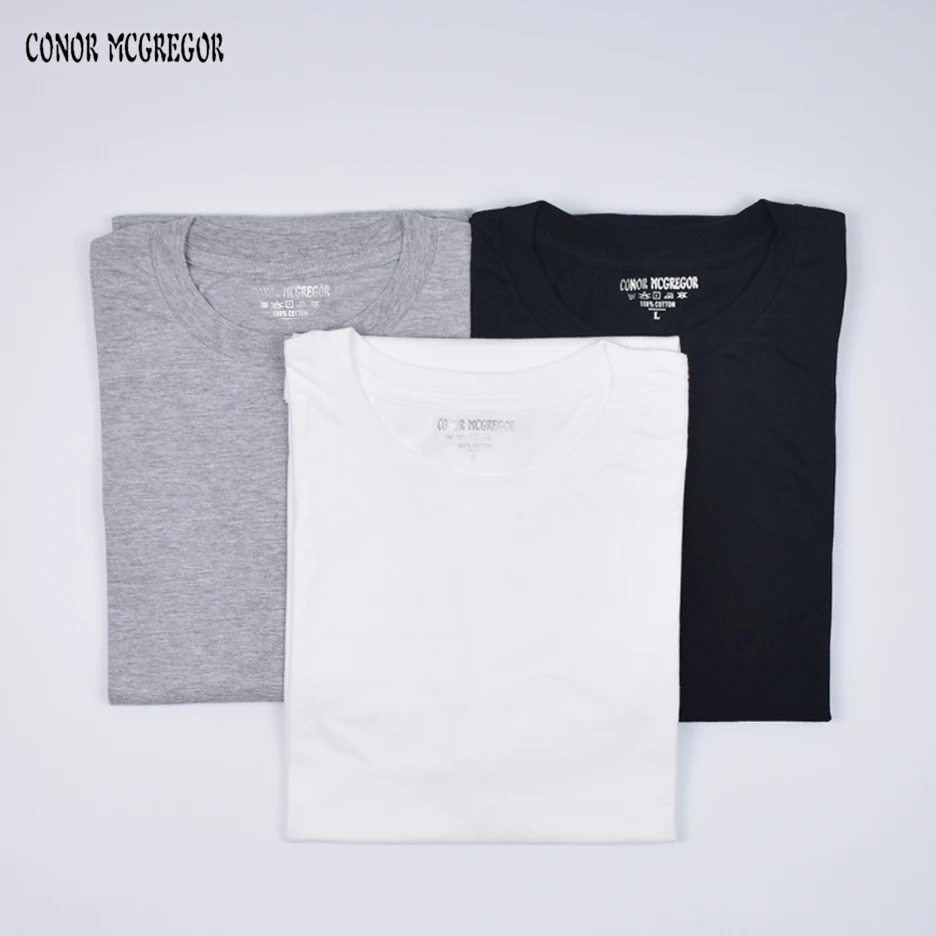 3 Piece New Solid color T Shirt Mens Black White Grey 100% cotton T ...