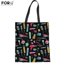 FORUDESIGNS/женская сумка-шоппер с принтом стилиста для волос, повседневная Льняная сумка-тоут, Женская прочная тканевая сумка, женские сумки для девочек