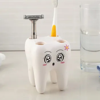 

4 Hole Teeth Style Toothbrush Holder Cartoon Toothbrush Stand Tooth Brush Shelf Bracket Container Bathroom Accessories