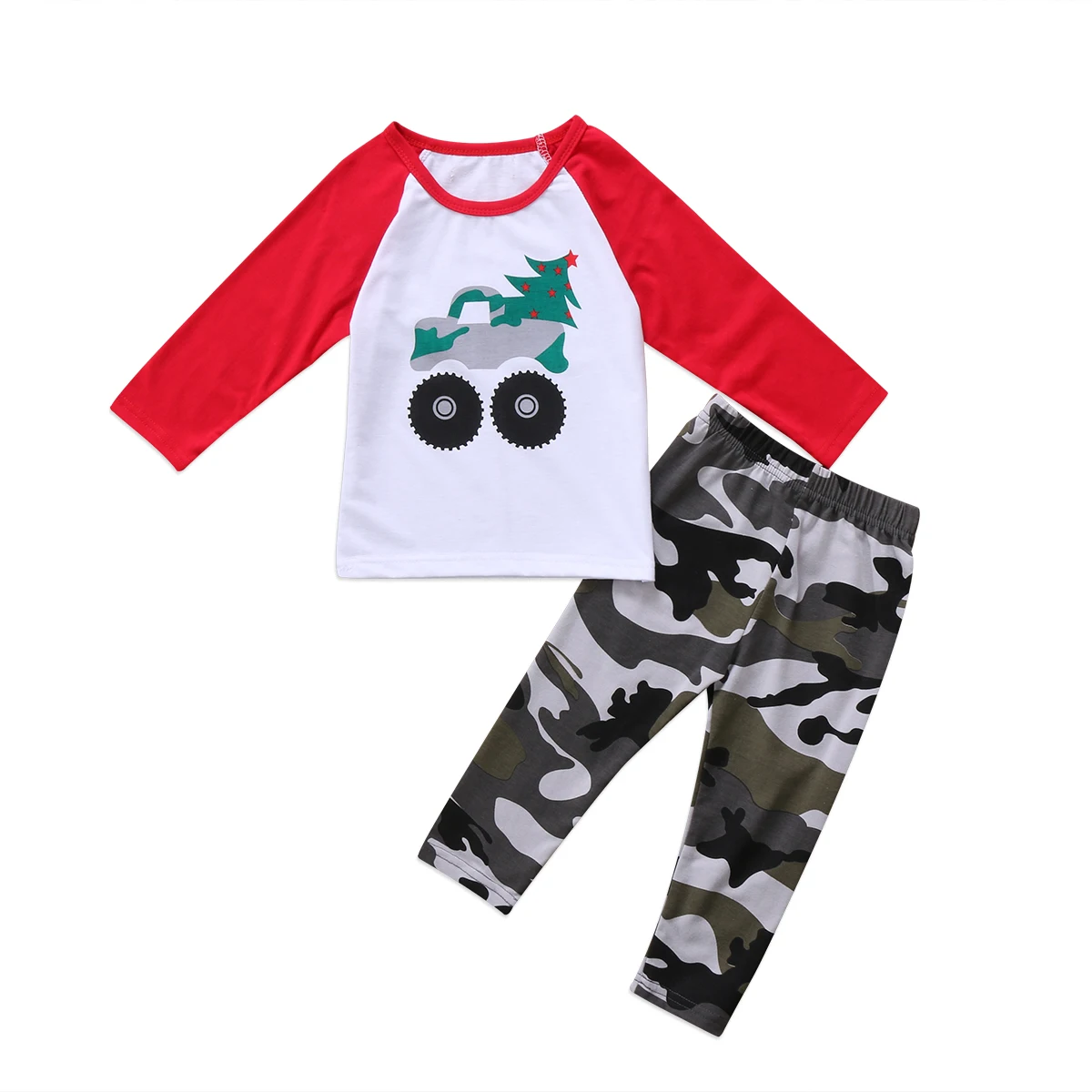 

2Pcs Set Toddler Infant Kid Baby Boys Christmas Clothing Long sleeve T-shirt Tops+ Camouflage Pants Outfits Clothes Set