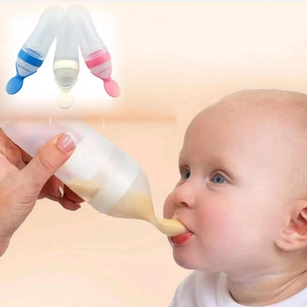 Bluelans 1 шт. младенческой силикагель бутылочка для кормления с ложкой еда Дополнение риса бутылочка для каши