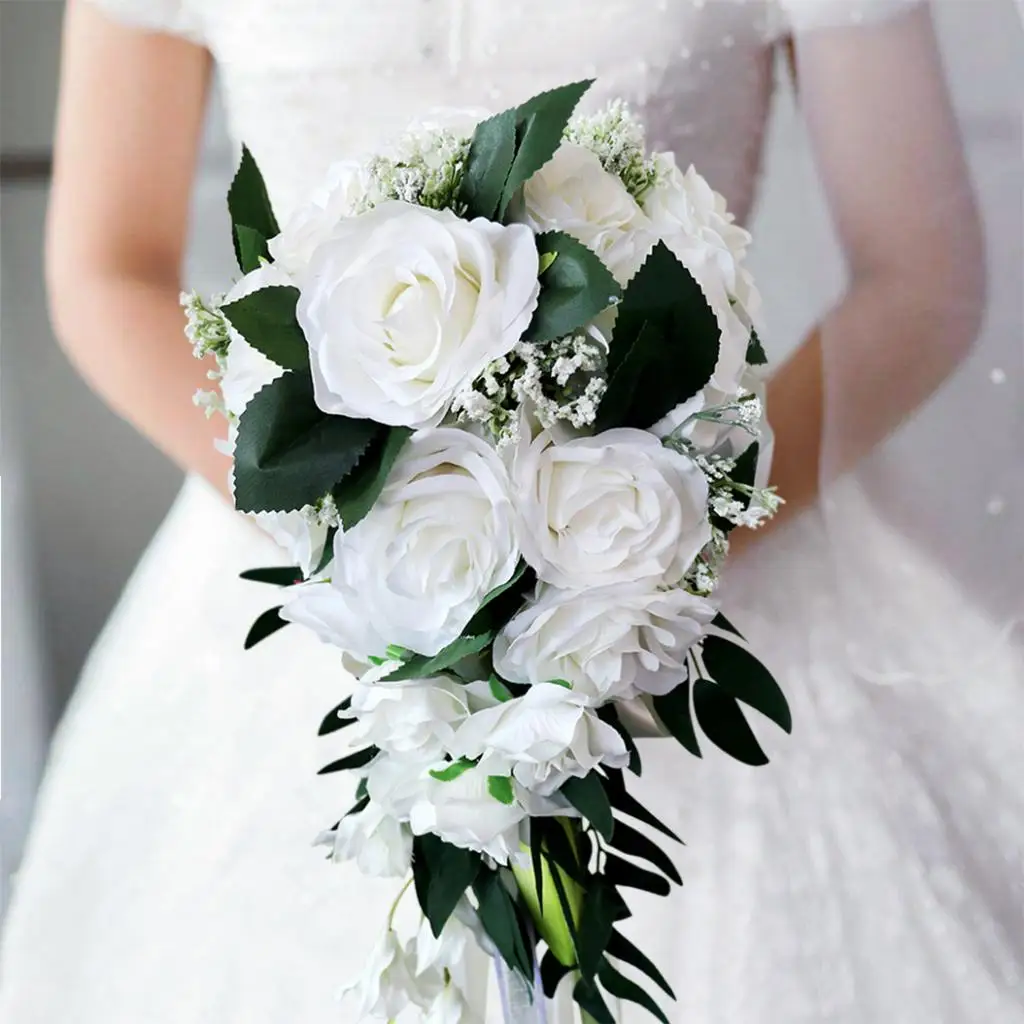Realistic Wedding Bride Bouquet Hand Tied Flower Decoration
