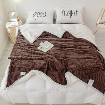 

Striped Velvet Fleece Throw Blanket Double-Sided Super Soft Plush Blanket Throw Grey,Brown Color Twin/Full/Queen size