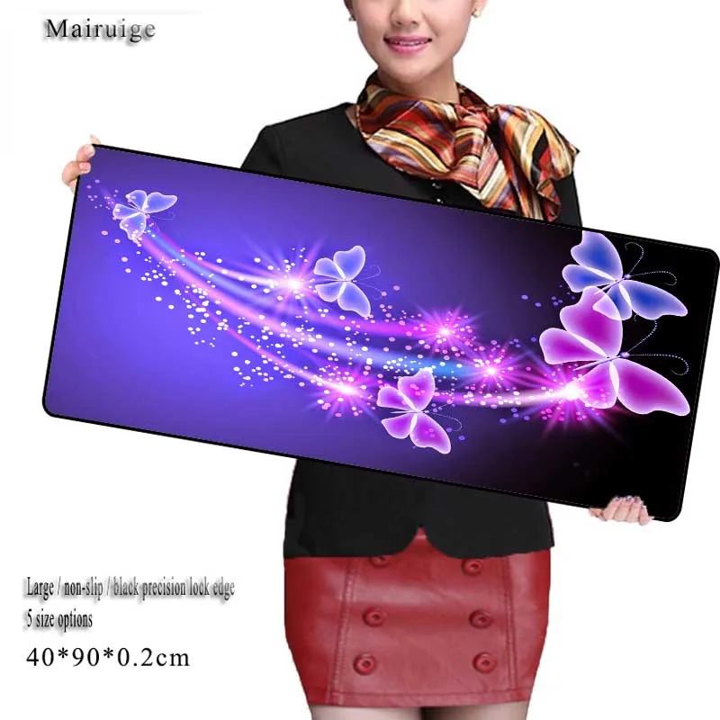 Mairuige Shop Gaming Purple and Black Butterfly Mouse Tablet Pad Large Game Mat Laptop Keyboard Mat