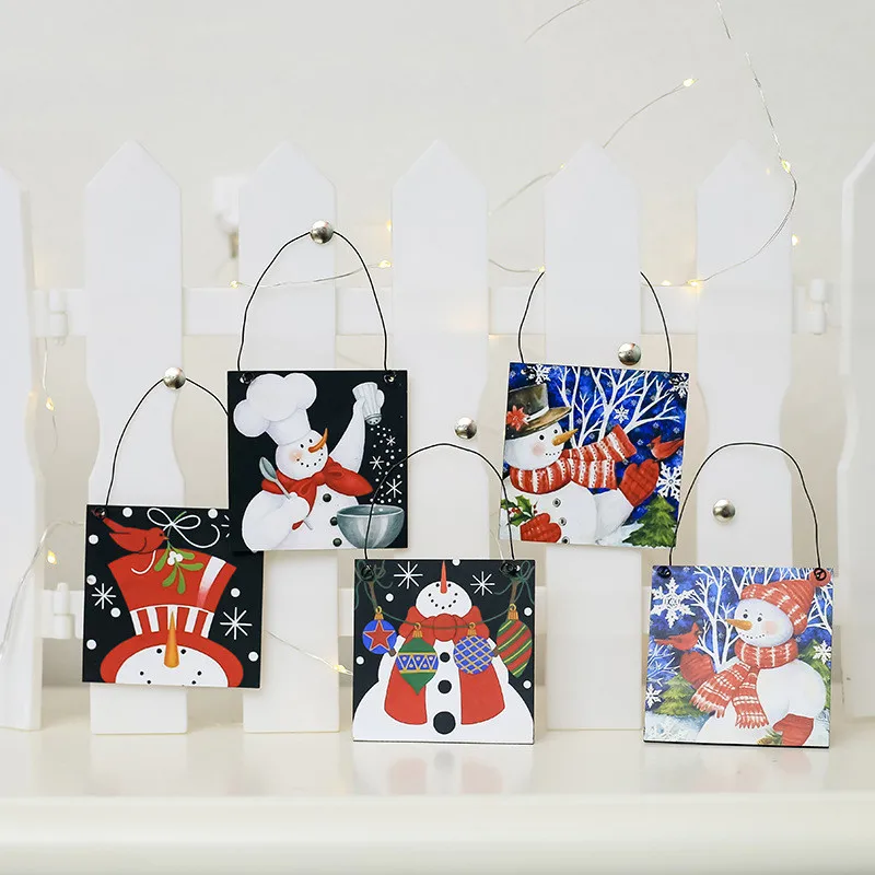 

Christmas Wooden Hanging Pendants Craft Santa Claus Snowman Hanging Decor Christmas Pendant Ornament