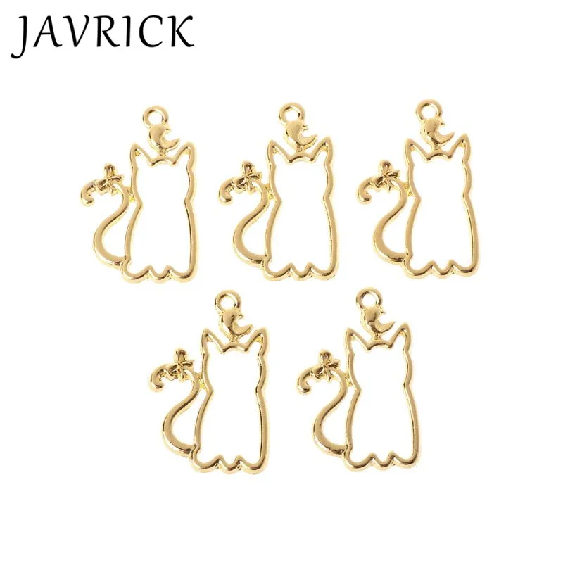 

5 Pcs DIY Crystal Epoxy Metal Frame Cat Modeling AB Hollow Border Pendant Jewelry Making Materials