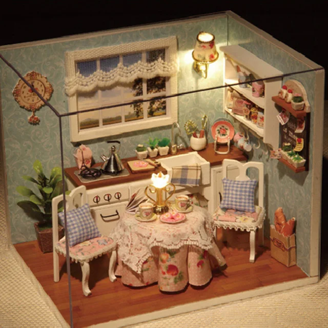 DIY Wooden Doll House Toys Miniature Box Kit With Cover And LED Furnitures Handcraft Diy DIY Wooden Doll House Toys Miniature Box Kit With Cover And LED Furnitures Handcraft Diy