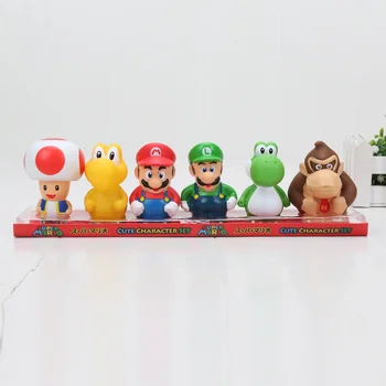 

6pcs/set 6.5cm Super Mario Bros Koopa Troopa Toad Mario Luigi Yoshi Donkey Kong Soft PVC Action Figure Toys