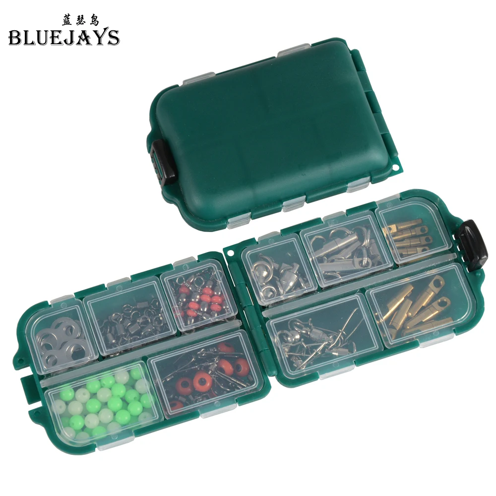 Bluejays 125 шт./кор. рыболовные аксессуары комплект с коробкой для снастей включая соединитель бусины различные рыболовные поворотные рыболовные снасти