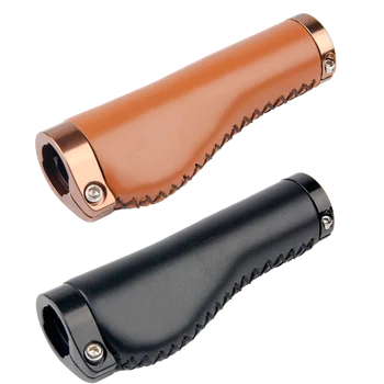 

Giyo Bicycle Vintage PU Leather Grips MTB Handlebar Grip Cycling Retro Soft Handlebar Grips Mountain Bike Lockable Handlebar
