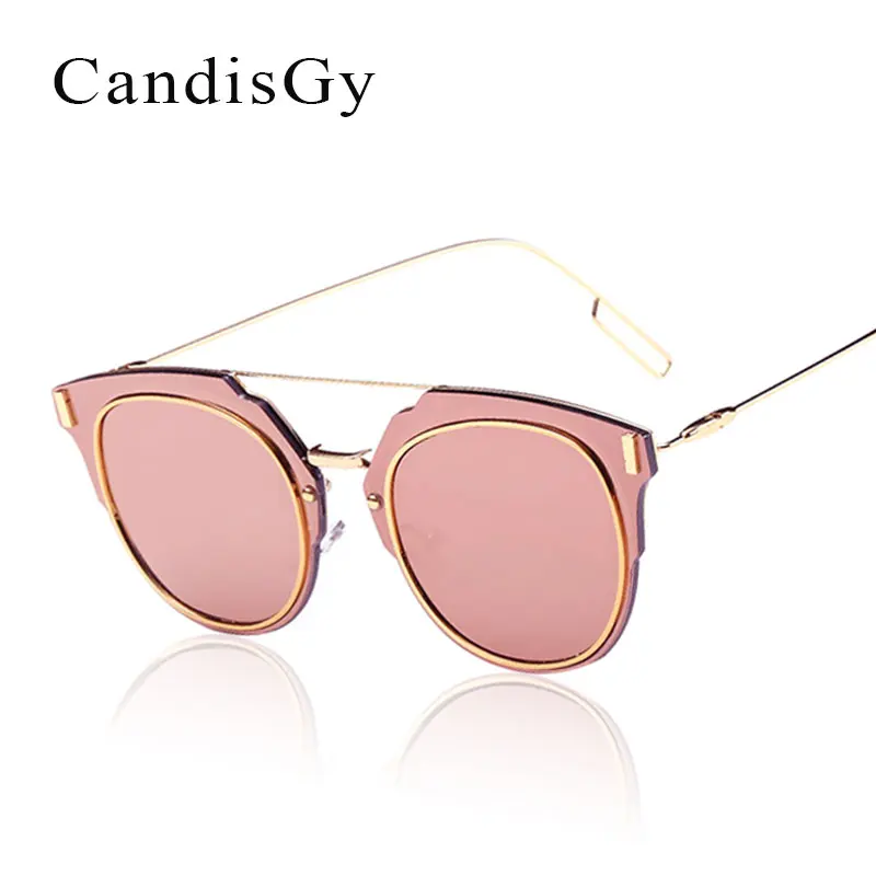 Flat Lens Sunglasses Metal Frame Women Men Mirror Cat Eye Brand designer Fashion Lady Sun Glasses