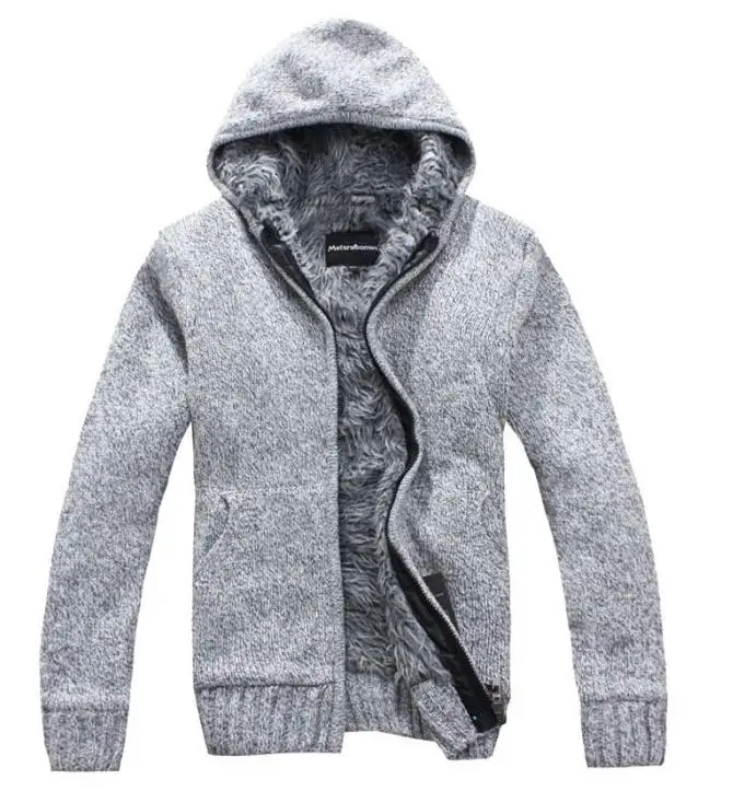Поп-хороший Для мужчин Модная зимняя вязаная куртка пальто хлопка с капюшоном толстый свитер кардиган утолщение кардиган свитера Для Мужчин XXL