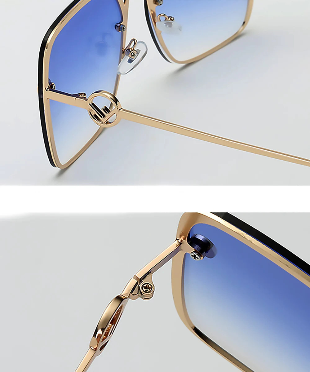 Retro F Designer Square Sunglasses Women Men Oversized Vintage Glasses Black Sun Glasses Shades UV400 Accessory Eyeglasses