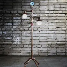 Pipa de agua de hierro creativa Vintage lámpara de piso Loft Industrial lámpara de pie Hotel dormitorio estudio sala de estar luz E27