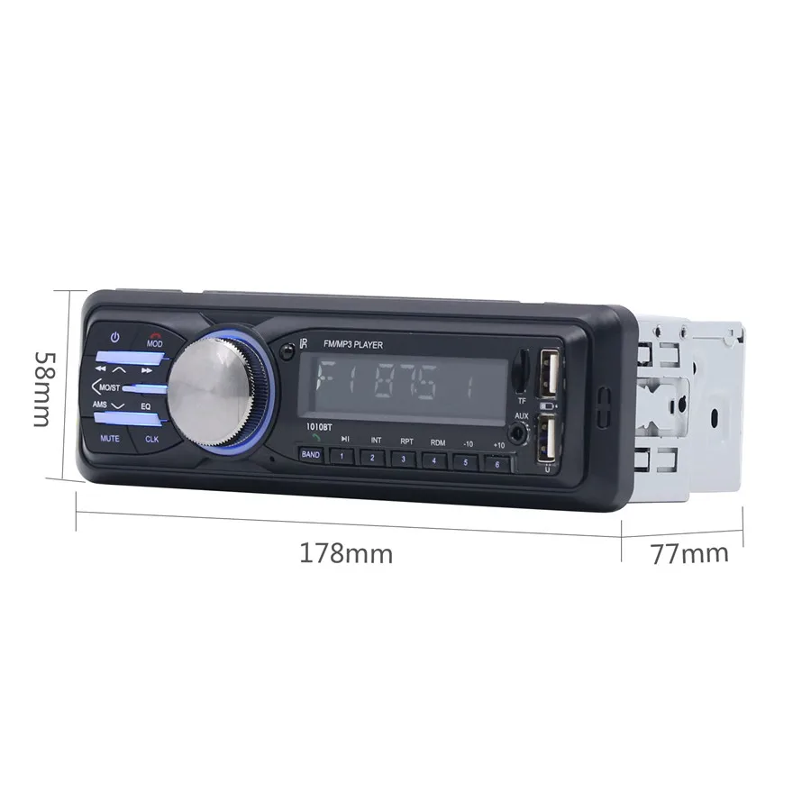1 DIN автомобильный Bluetooth стерео MP3 плеер FM Bluetooth Авто аудио в-тире 12 В Поддержка музыки дистанционного USB SD Mp3 плеер AUX Hands-free