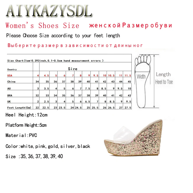 AIYKAZYSDL/женские прозрачные босоножки на танкетке с прозрачными стразами; босоножки на толстой подошве; тапочки шлепанцы на высоком каблуке; летняя пляжная обувь
