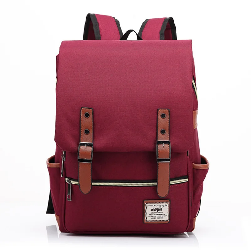 

New Hot Leather Belt Anti Theft Boy Girl Student School Bag Teenagers Schoolbags Canvas Women Bagpack Men Backpack Travel Bag