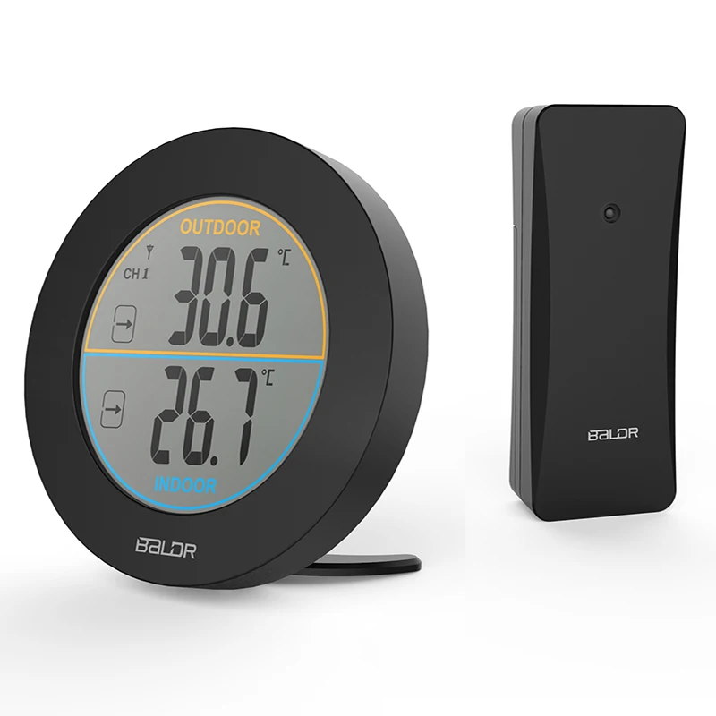 

Baldr Indoor Outdoor Thermometer Hygrometer LCD Display Wireless Outdoor Hygrometer, C/F Switch, for Home, Office, Baby Room