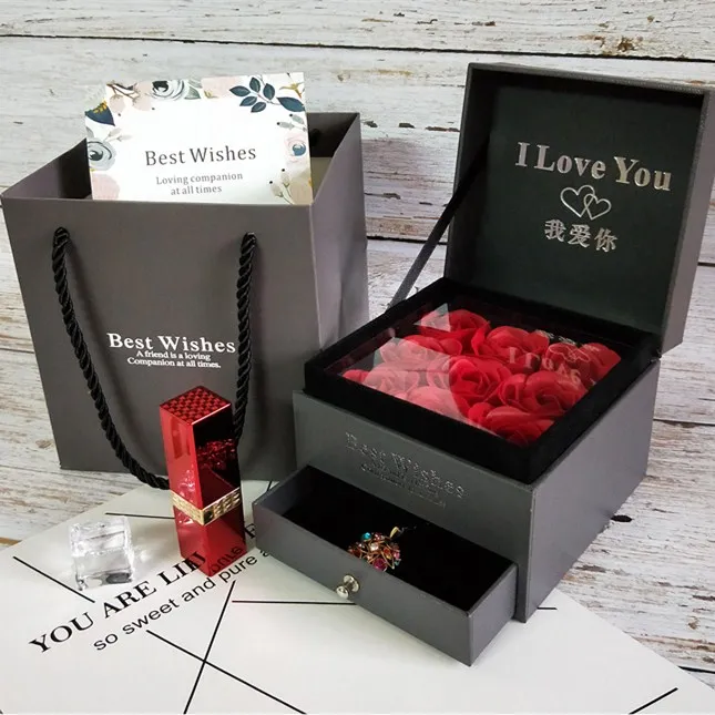

Earrings Ring Bracelet Lipstick Jewelry Box Gift Box Engagement Storage Display Drawer Box