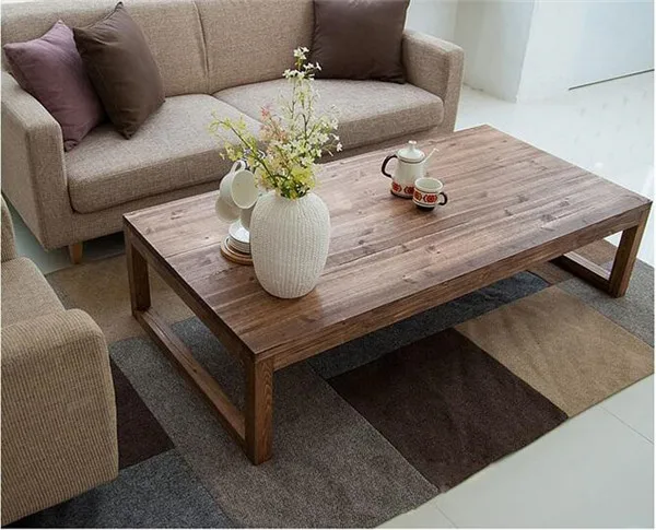 Старинный деревенский винтажный журнальный столик из сосны, деревянная мебель для гостиной, чайный столик, прямоугольный промышленный коктейльный столик из дерева
