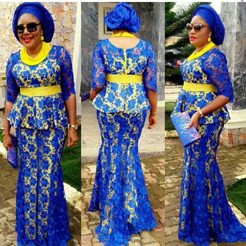 

Aso Ebi Style Mermaid Evening Gowns Full Lace Nigeria African Formal Dress Half Sleeve Peplum Prom Gown Abendkleider Plus Size