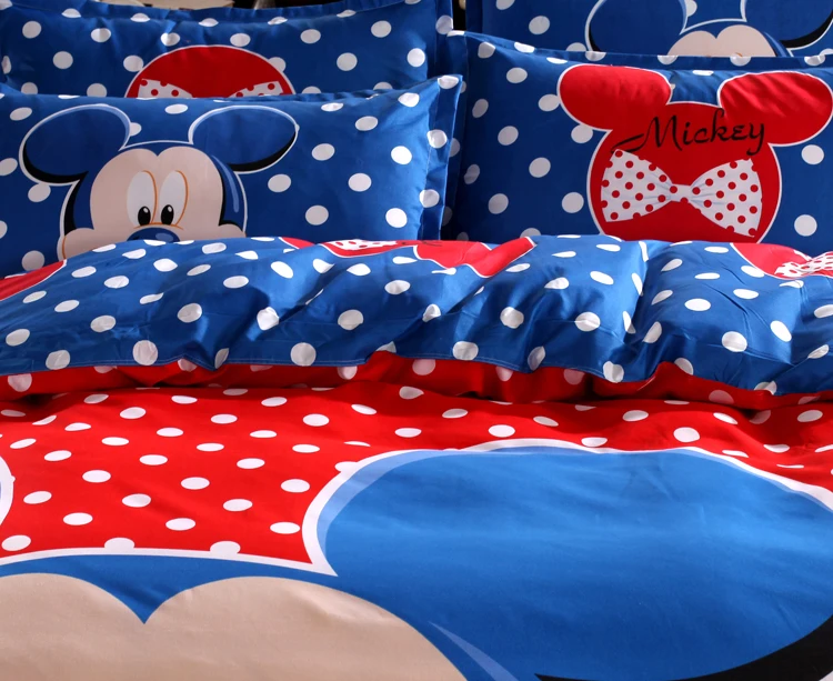 Disney синий Микки Мышь постельное белье 3 или 4 шт. двойной один Размеры Постельное белье для детей подарок на день рождения Украшения в спальню