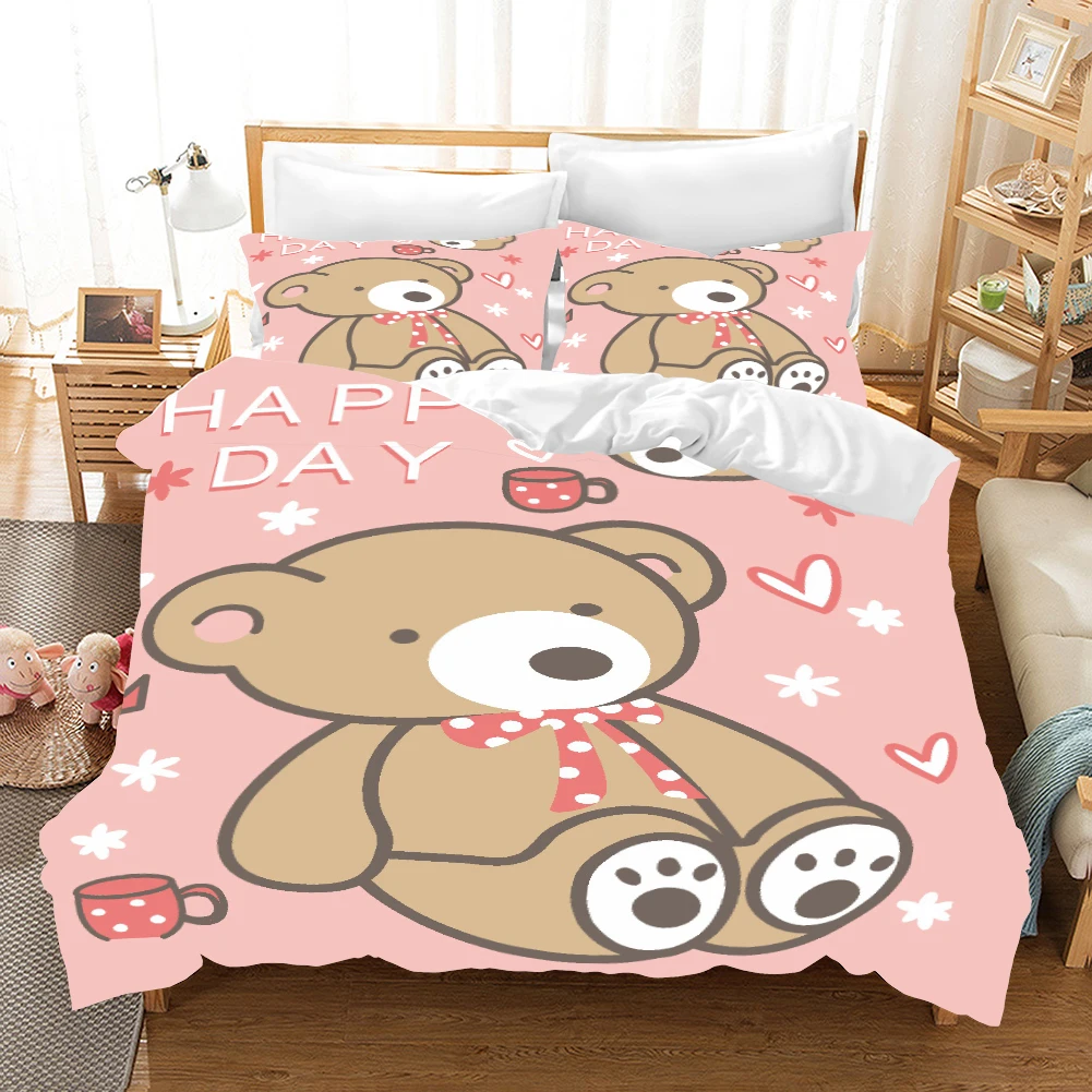 Cartoon Bear Rabbit 3d Bedding Set Duvet Covers Pillowcases Children Room Decor Comforter Bedding Sets Bedclothes Bed Linen