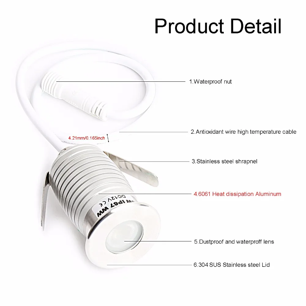 Conduziu a Lâmpada Decking do Assoalho Sol à Prova Subterrânea Fora Cree Luzes Dc12v 24 v Ip67 Enterrado Iluminação Spot Encastrable d' Água 6061 jq 3 w 2 V IP67 Enterrado Iluminação Spot encastrable Sol À Prova D' Água 6061 JQ