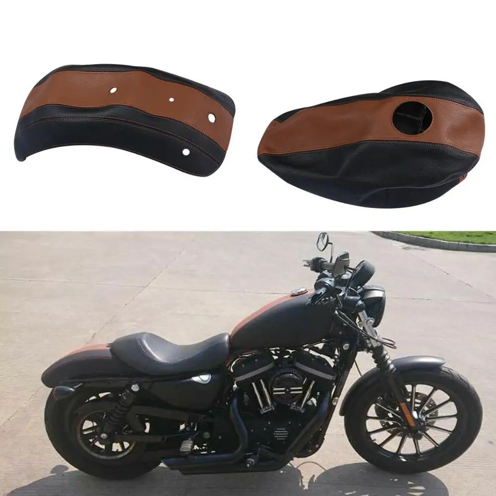 

Motorcycle Geniune Leather Gas Tank Cover Fender Protector For Harley Sportster 883 2009-11 10