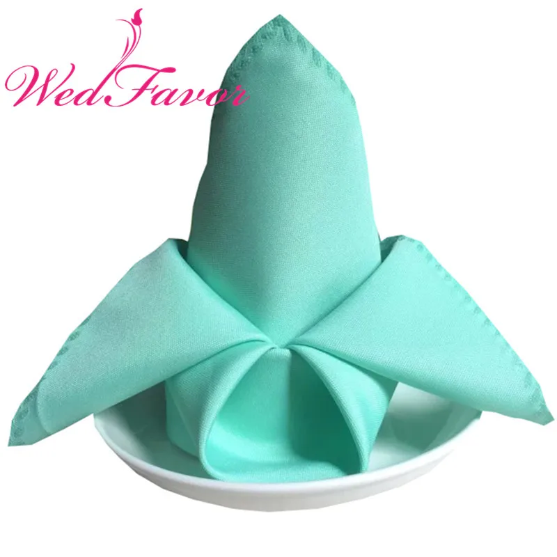 100pcs 45 x 45cm Tiffany Blue Plain Polyester Table Handkerchiefs
