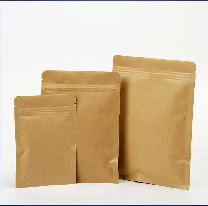 

10pcs Kraft Paper Zip Lock Pouch with Aluminum Foil Food Tea Snack Coffee Storage Resealable Food Packaging Bag