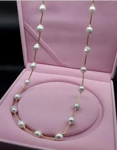 

Free Shipping natural baroque Japan kasumi white pearl necklace 30 inch