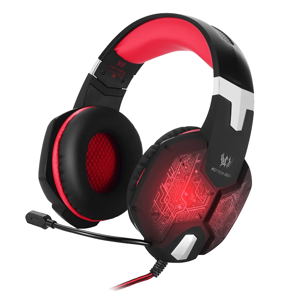 Игровые наушники KOTION EACH G1000 PC Gamer Headset Over Ear Noise Lsolating Breathing LED Lights с микрофоном