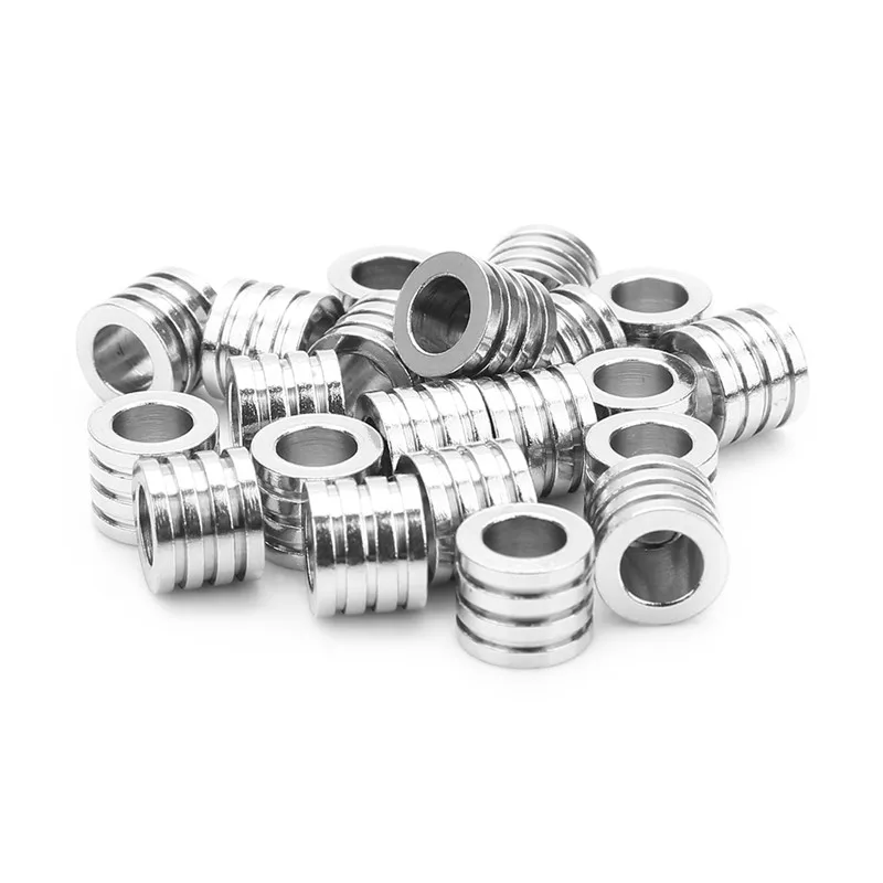 10PCs Stainless Steel Silver Tone Cylinder Bead 8x8mm
