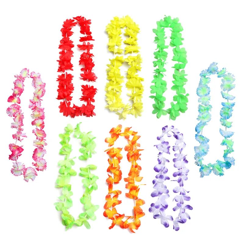 

50pcs/100pcs Hawaiian Necklace Tropical Hawaii Cloth Flower Wreath Party Decor 66CY