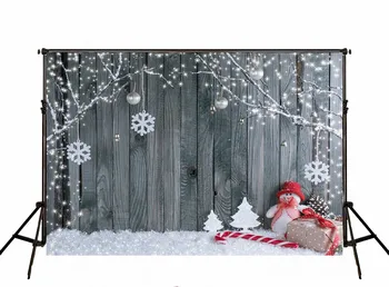 

Christmas Decorative Branches Presents Candy Canes New Year Winter Wood Vinyl cloth Computer printed christmas backdrop