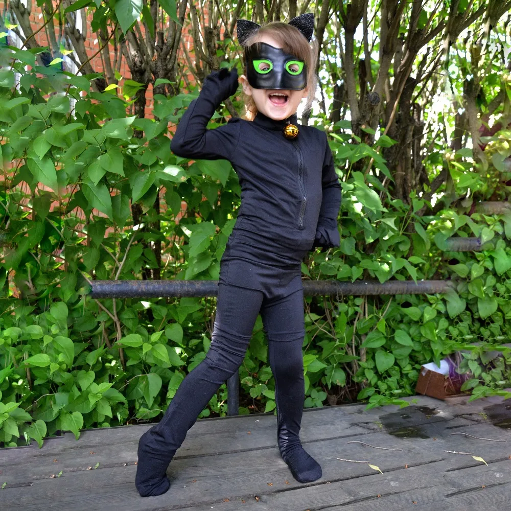 Kleidung Accessoires Karnevalskostume Verkleidungen Halloween Costumes Jumpsuit Adrien Agreste Black Cat Noir Cosplay For Adult Kids