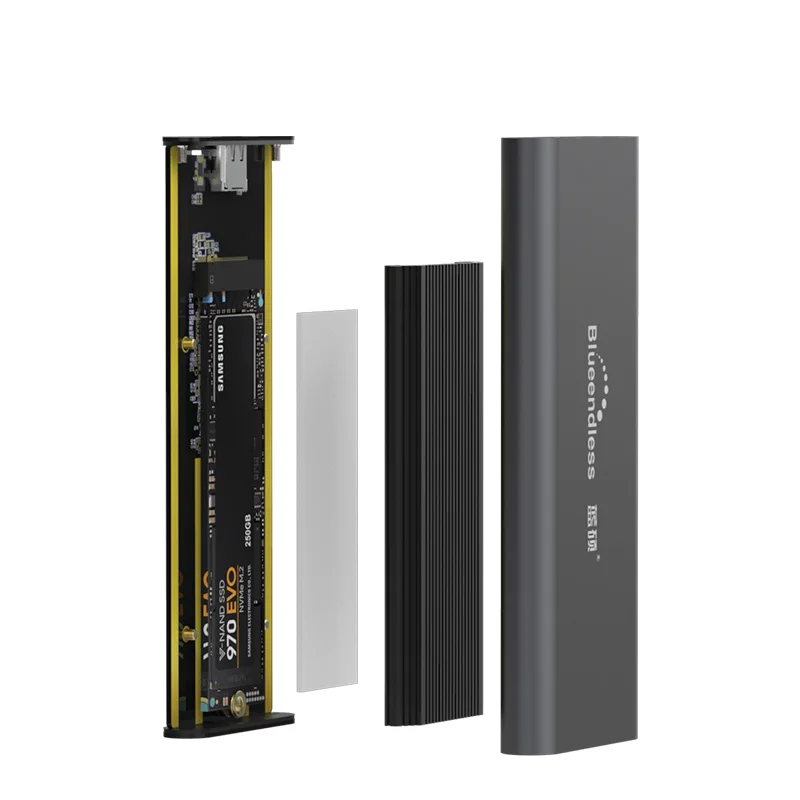 Портативный PCIE M.2 NVME SSD корпус Поддержка M ключ Тип C USB3.1 2240/2280 SSD чехол полностью алюминиевый внешний бокс для твердого диска